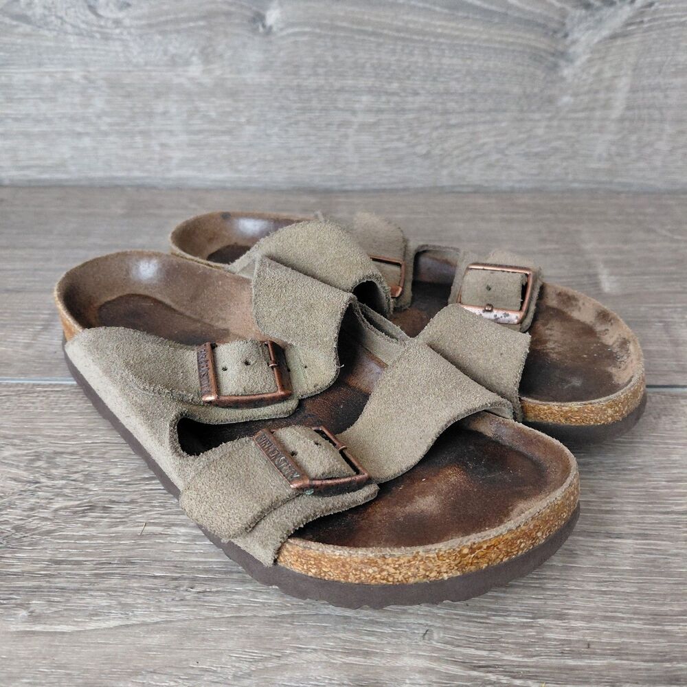 Birkenstock Arizona Sandals Women Size 35 US 4.5 Brown Suede Soft Footbed Slide - Picture 7 of 11
